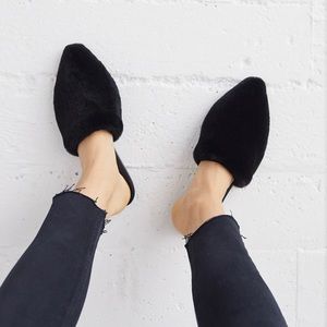 Jenni Kayne Shearling Mules Black (Size 37)